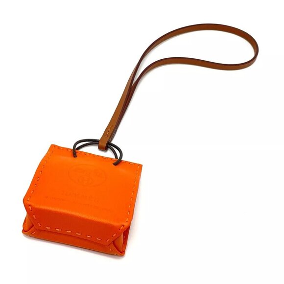 UNUSED HERMES Shopper charm Sac Orange strap charm Anyo Miro / Swift Orange - Picture 5 of 11